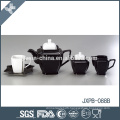 Elegant non-toxic eco-friendly black plain white ceramic tea set